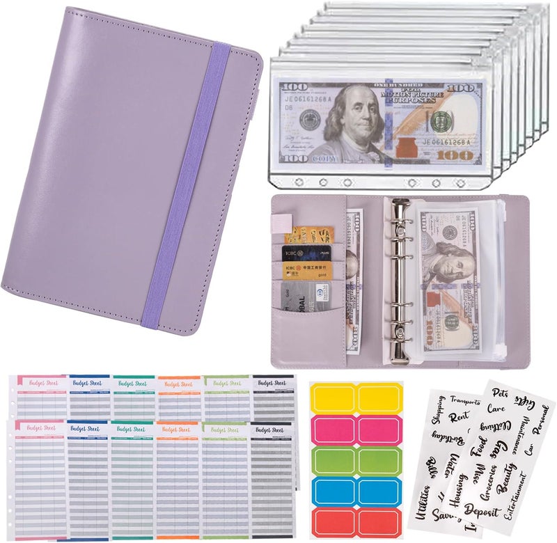 NICOOTHBudget Binder Cash Envelopes A6 Money Saving Binder with Zipper envelopes (A6purple) - Image 1